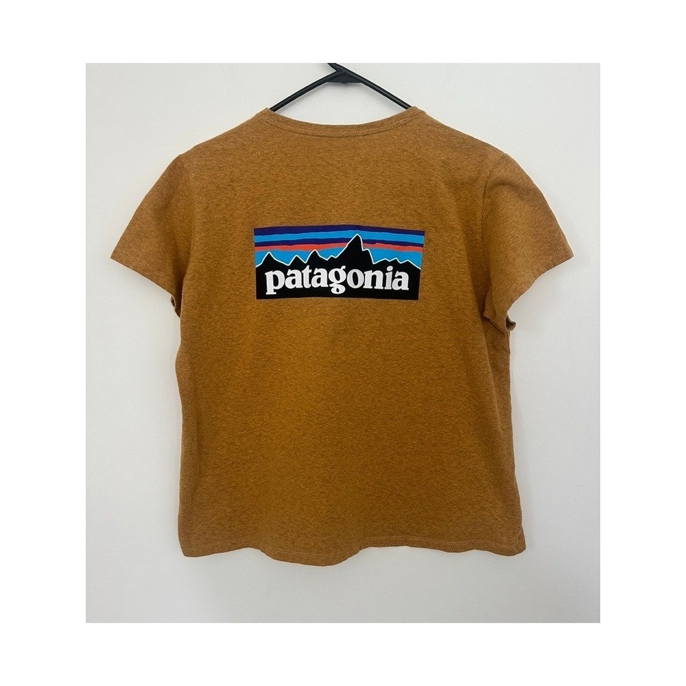 Patagonia T-Shirt Mustard Yellow Mens XL Responsibili-Tee P-6 Logo Graphic 37567